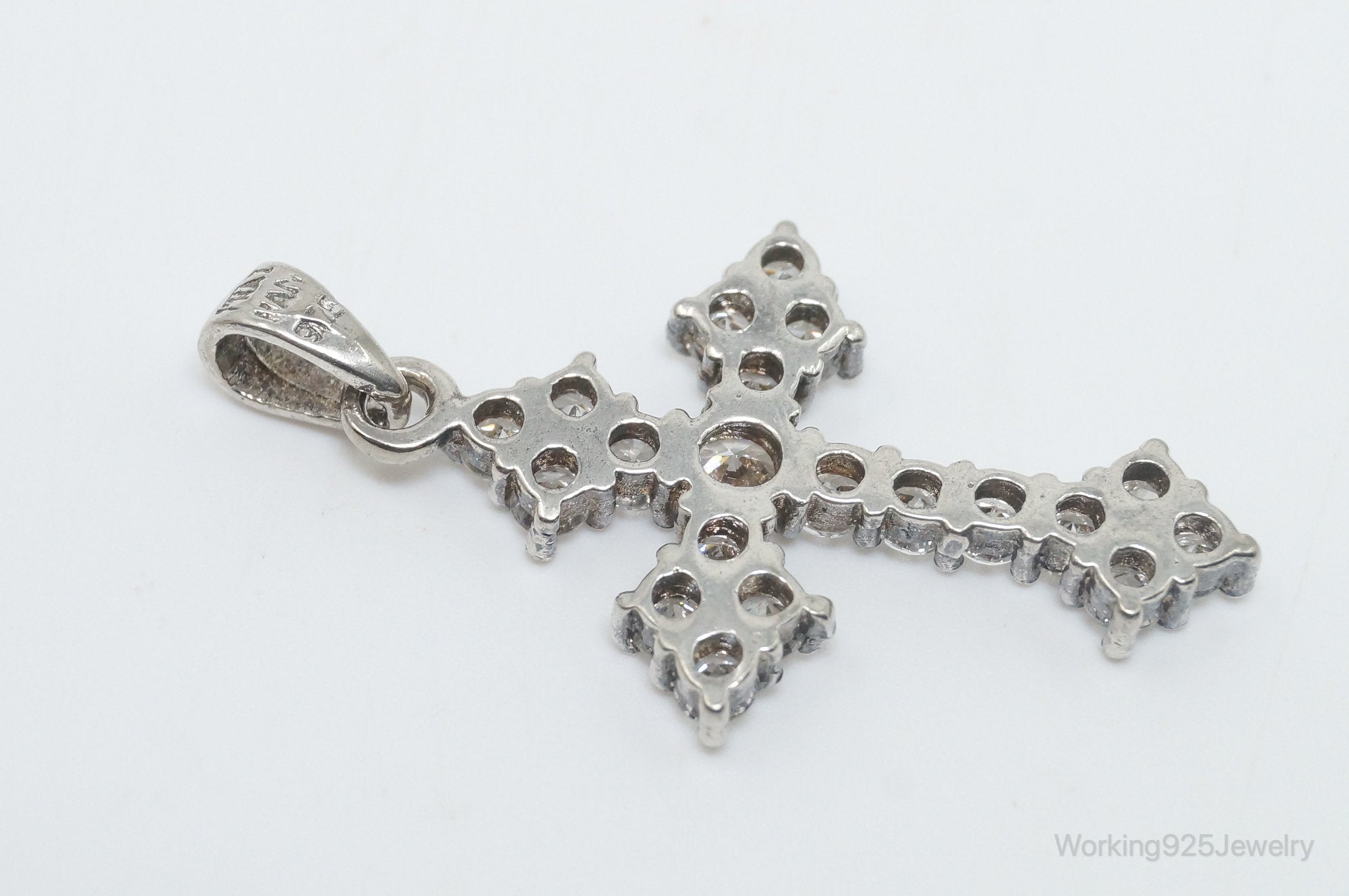 Vintage Cubic Zirconia Cross Sterling Silver Necklace Pendant | Jewelry > Necklaces > Pendants | Wiccan Center