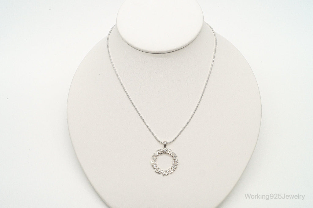 Vintage Cubic Zirconia "Love" Sterling Silver Necklace | Jewelry > Necklaces > Pendants | Wiccan Center