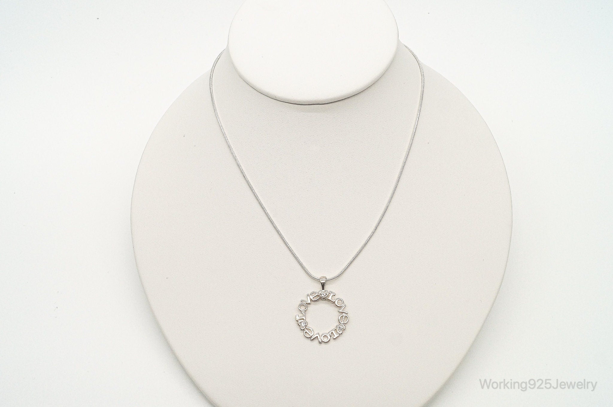 Vintage Cubic Zirconia "Love" Sterling Silver Necklace | Jewelry > Necklaces > Pendants | Wiccan Center