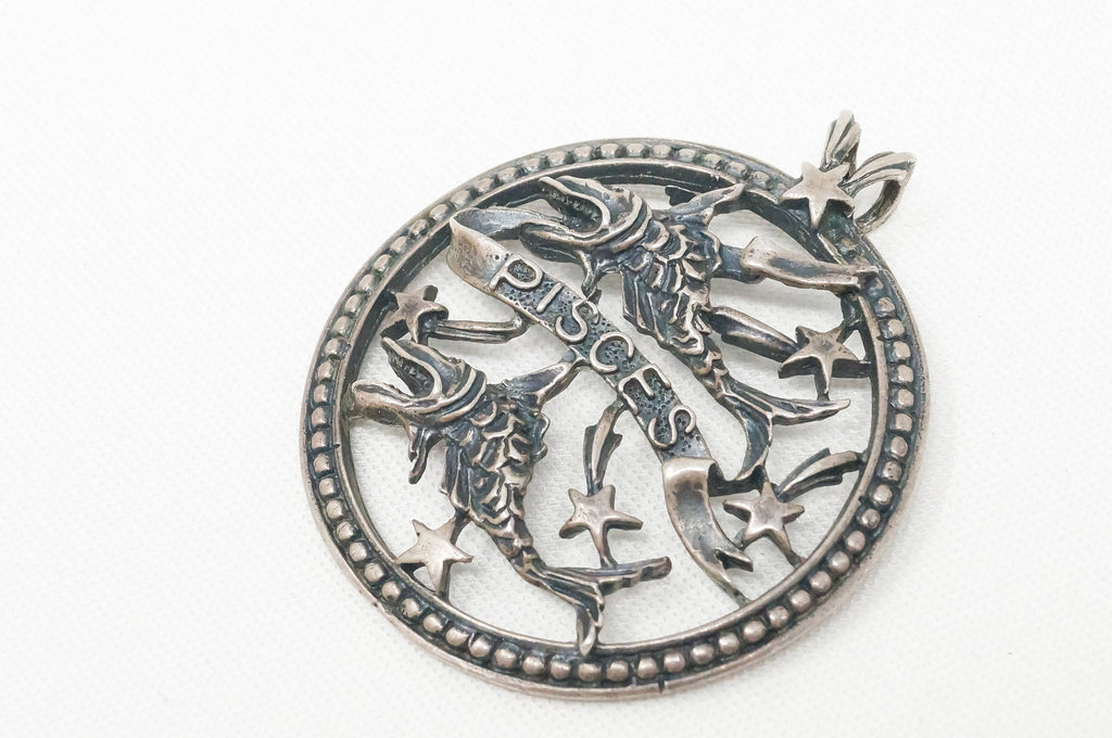 Vintage Designer Beau Abstract Astrology Pisces Sterling Silver Necklace Pendant | Jewelry > Necklaces > Pendants | Wiccan Center