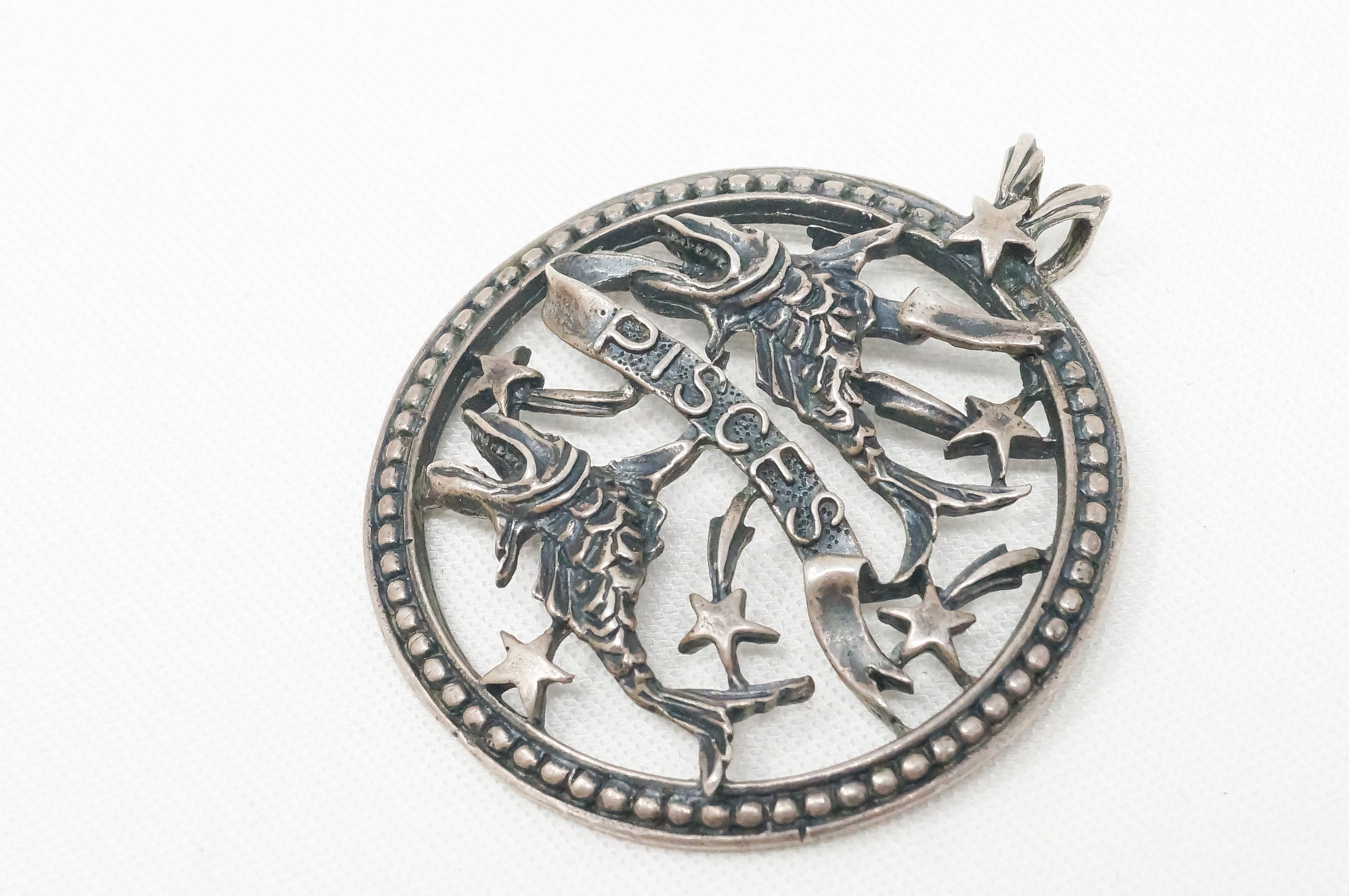 Vintage Designer Beau Abstract Astrology Pisces Sterling Silver Necklace Pendant | Jewelry > Necklaces > Pendants | Wiccan Center