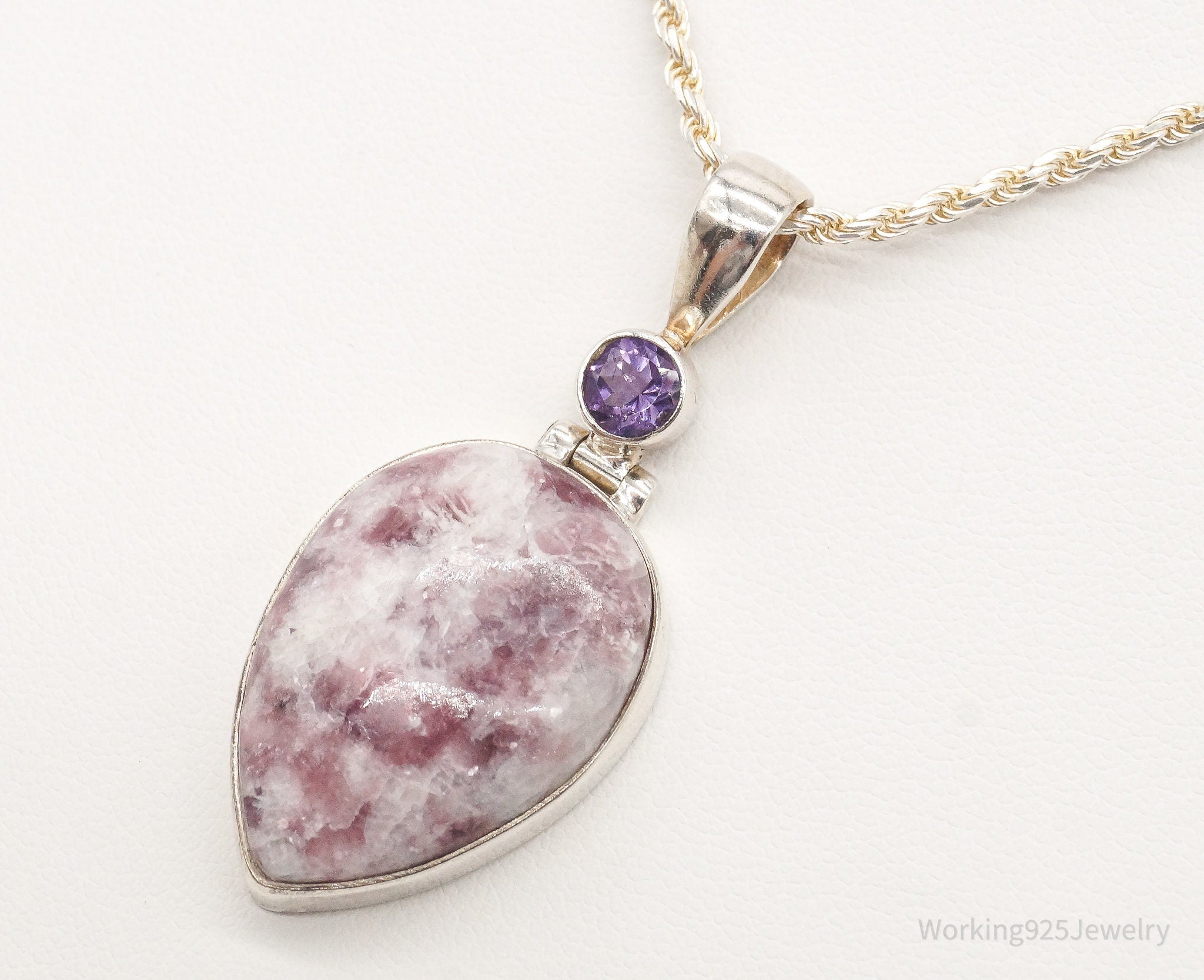 Vintage Designer TGGC Lepidolite Amethyst Sterling Silver Necklace | Jewelry > Necklaces > Pendants | Wiccan Center
