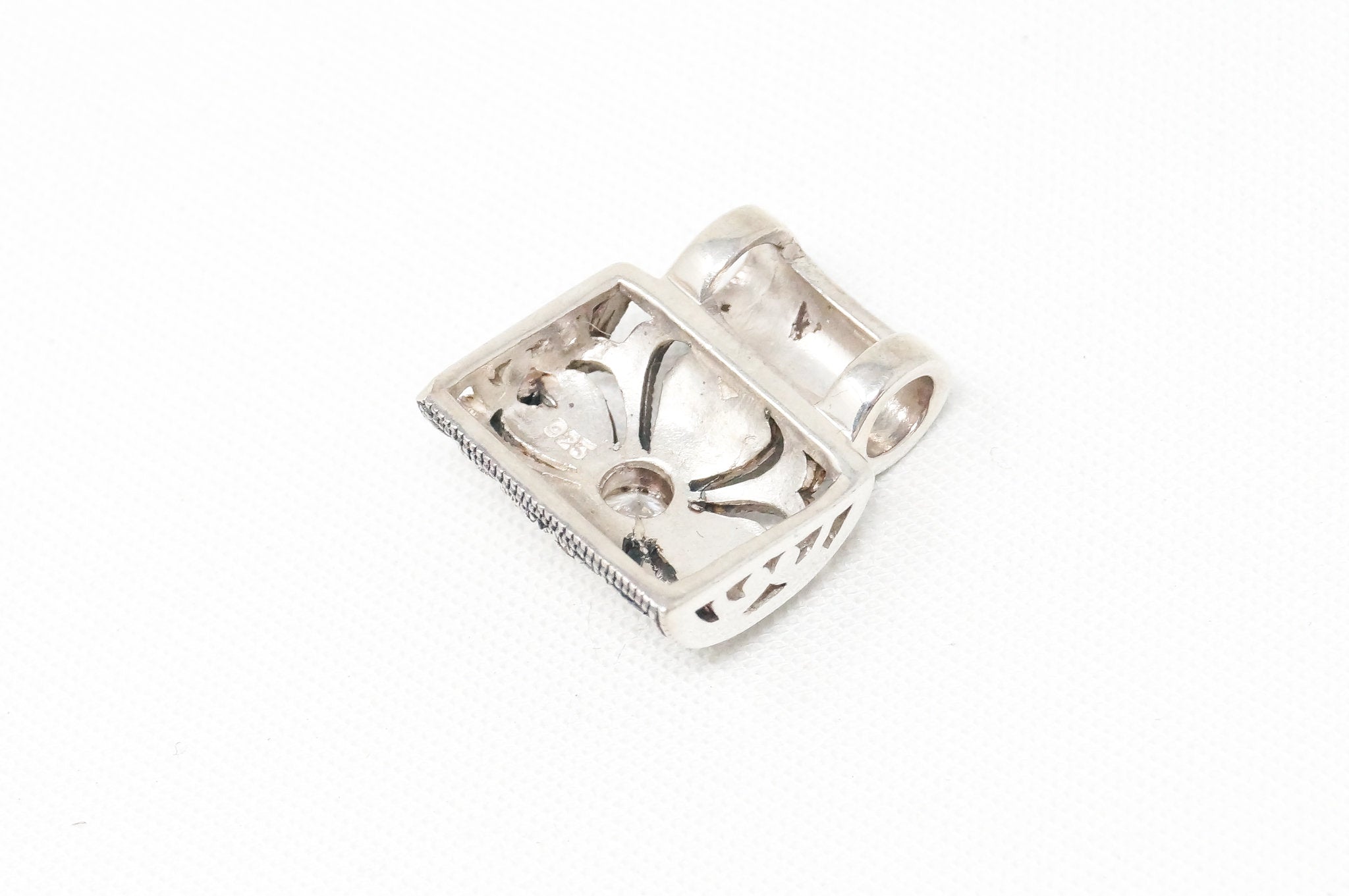 Vintage Marcasite Art Deco Cubic Zirconia Sterling Silver Necklace Pendant | Jewelry > Necklaces > Pendants | Wiccan Center