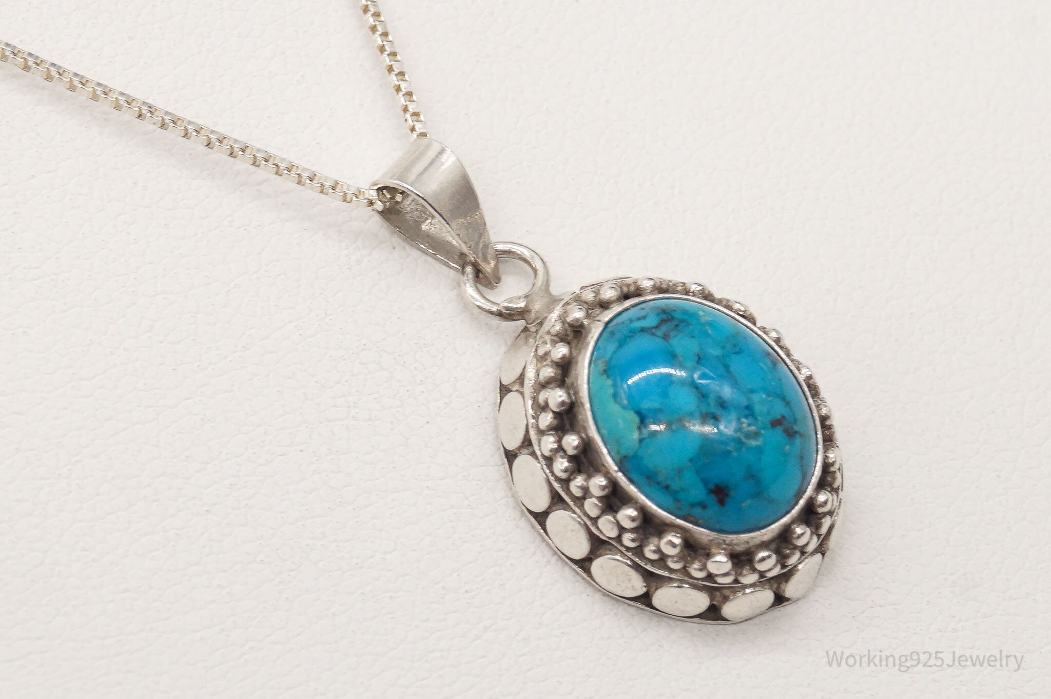 Vintage Turquoise Bali Style Sterling Silver Necklace | Jewelry > Necklaces > Pendants | Wiccan Center