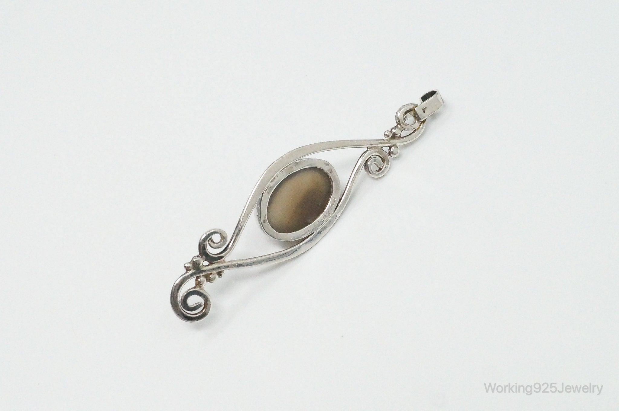 Large Vintage Brown Gemstone Sterling Silver Necklace Pendant | Jewelry > Necklaces > Pendants | Wiccan Center