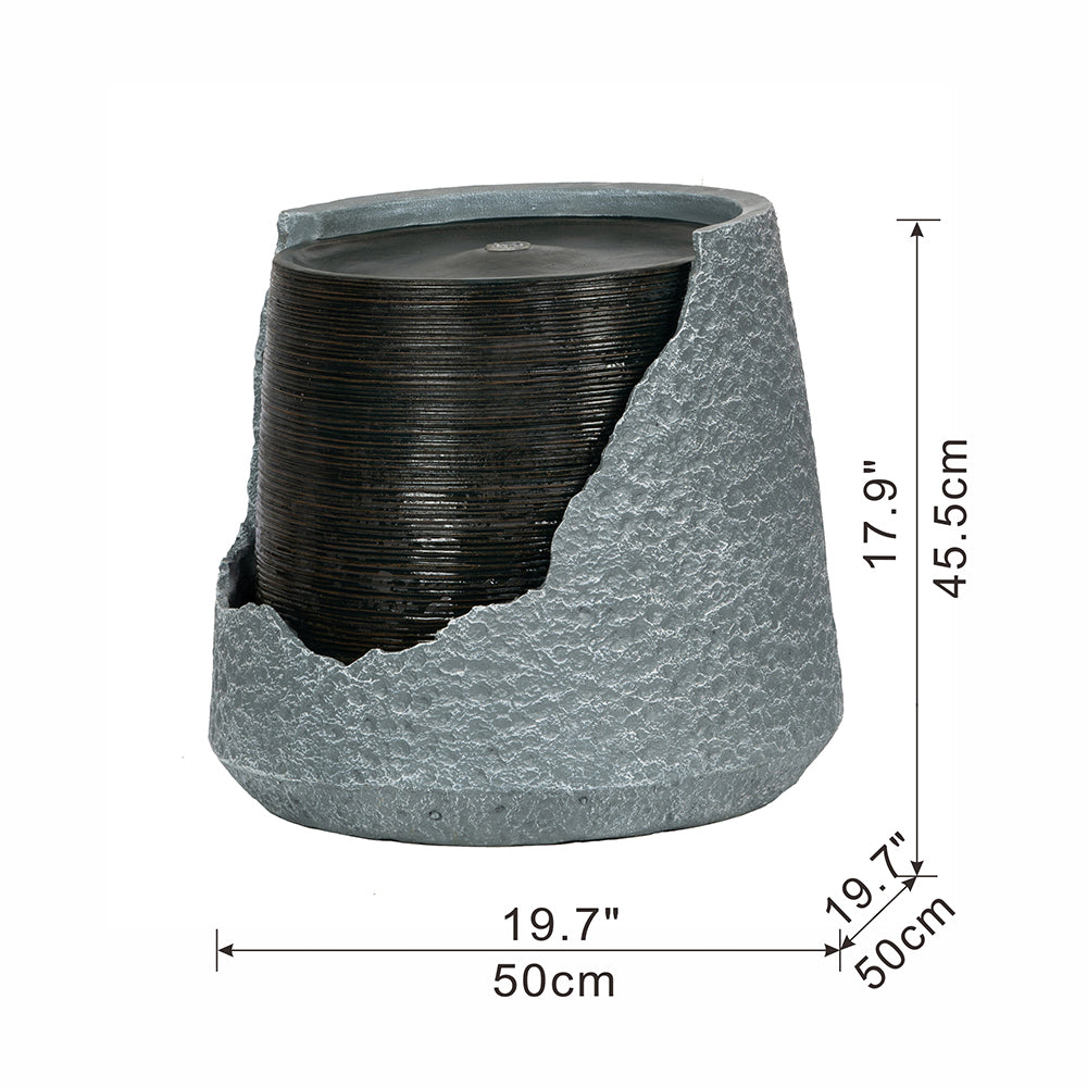 Resin Cut Away Urn Outdoor Water Fountain 18 Inch