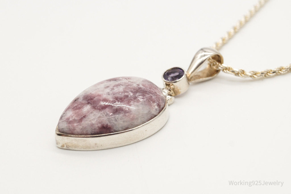Vintage Designer TGGC Lepidolite Amethyst Sterling Silver Necklace | Jewelry > Necklaces > Pendants | Wiccan Center