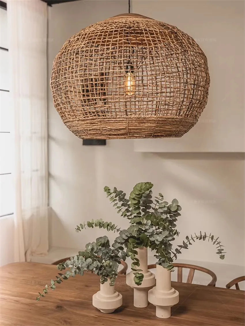 Wabi Sabi Style Vine Art Vine Weaving Chandelier Retro Countryside Lighting Creative Weaving Restaurant Southeast Asian Lamp | Lighting | Wiccan Center