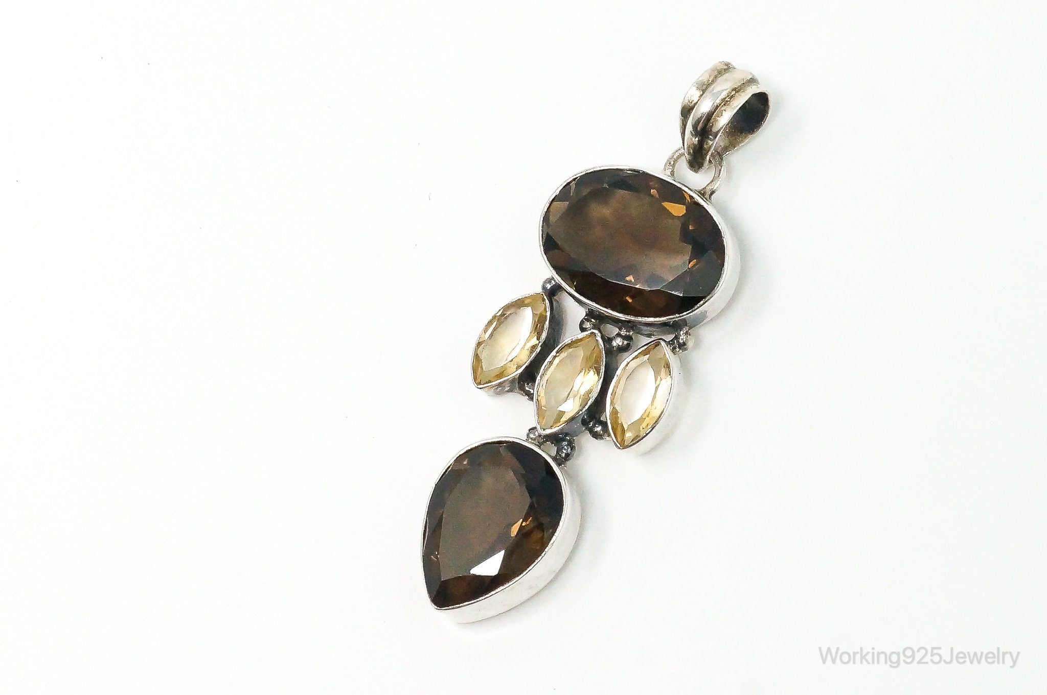 Vintage Large Smoky Topaz Citrine Sterling Silver Pendant | Jewelry > Necklaces > Pendants | Wiccan Center
