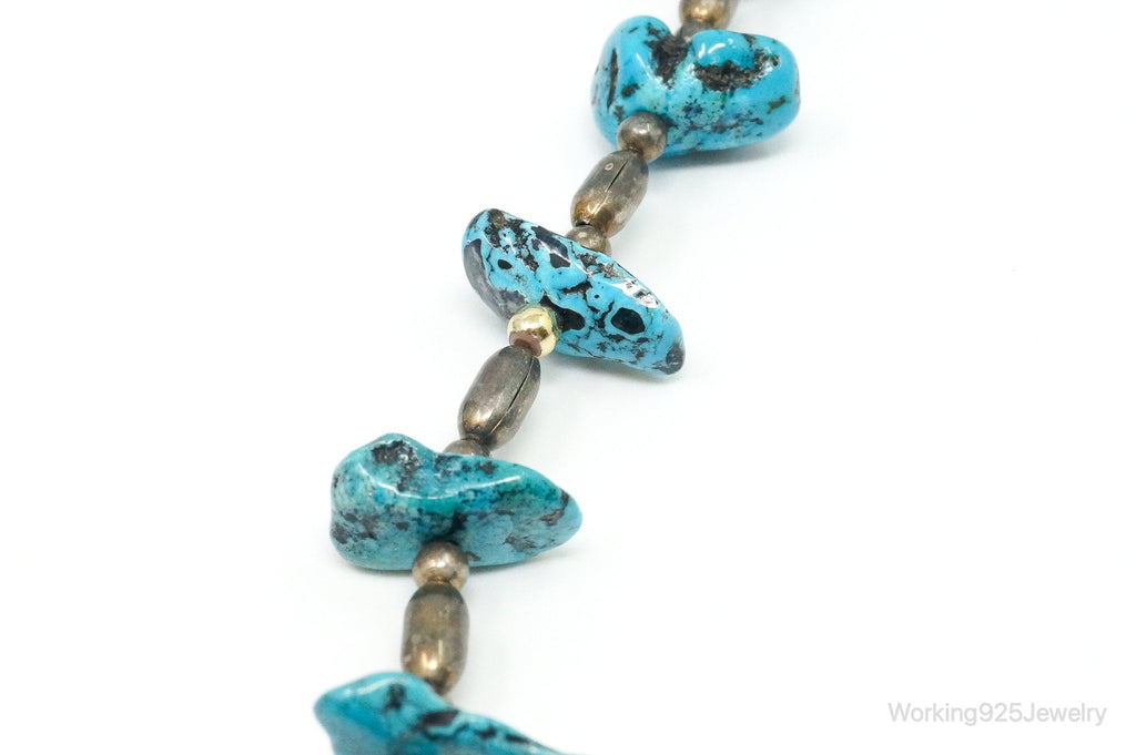 Vintage Native American Turquoise Beaded Sterling Silver Necklace | Jewelry > Necklaces > Pendants | Wiccan Center