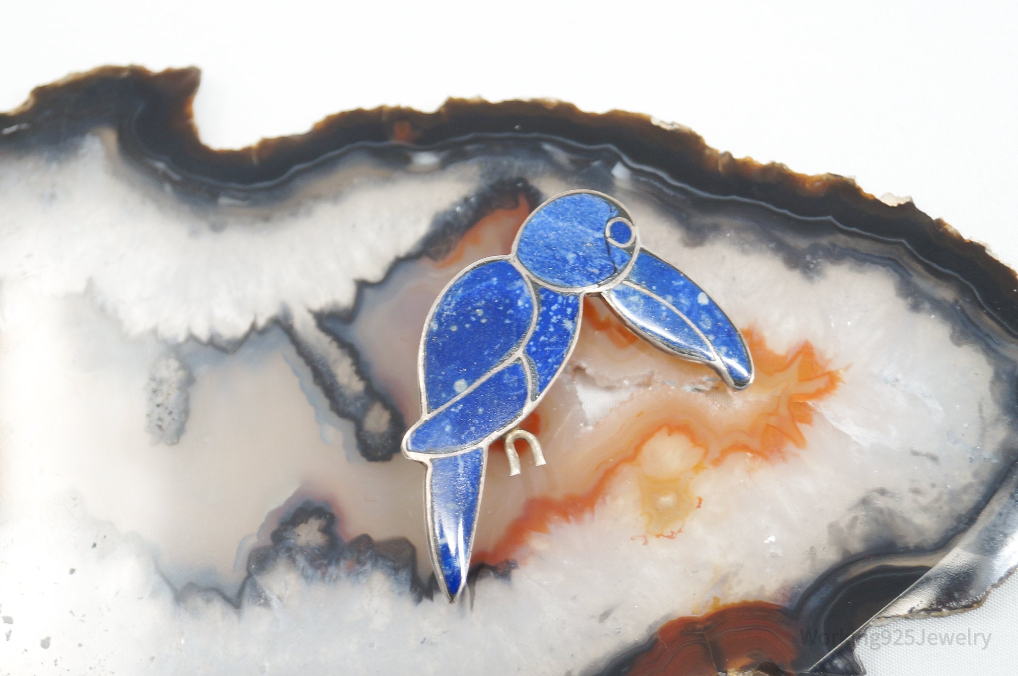 Vintage Handmade Lapis Lazuli Parrot 980 Silver Southwestern Brooch Pendant | Jewelry > Necklaces > Pendants | Wiccan Center