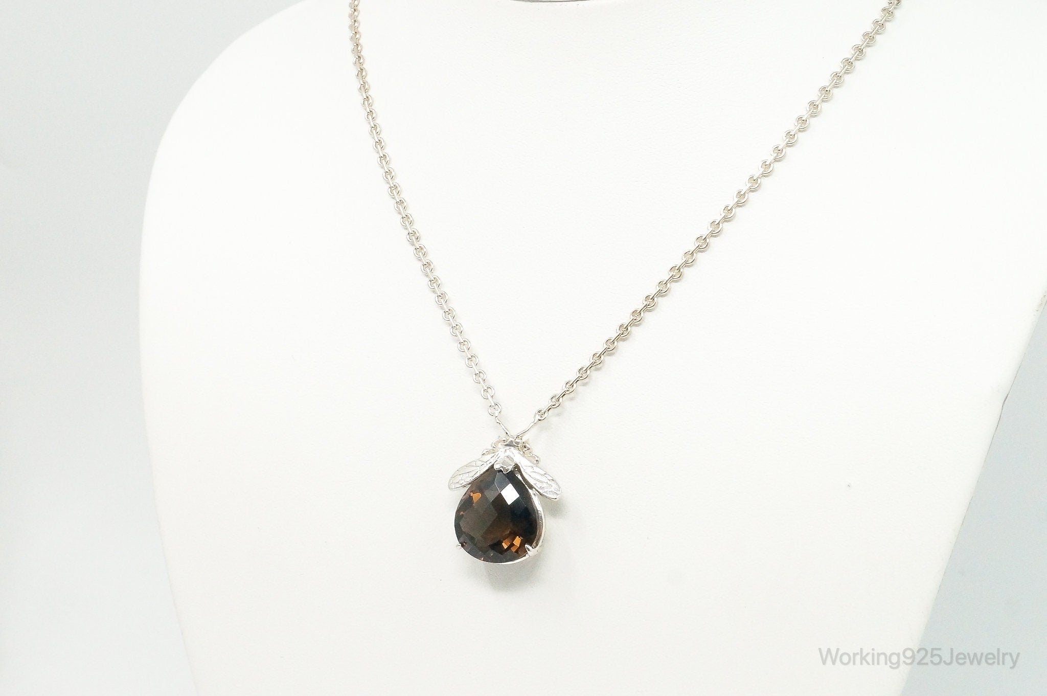 Designer Knight & Hammer Large Smoky Topaz Bee Sterling Silver Necklace | Jewelry > Necklaces > Pendants | Wiccan Center