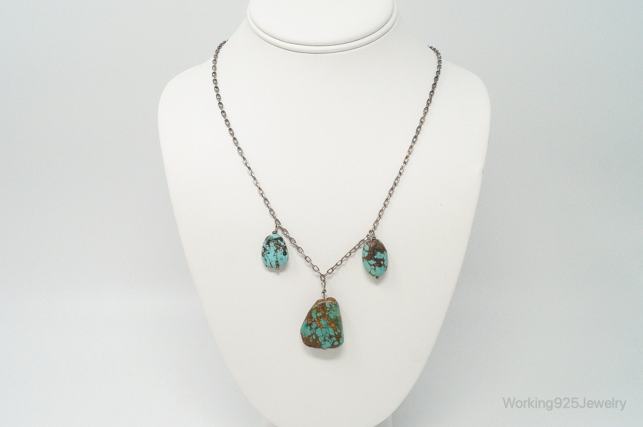 Vintage Native American Unsigned Turquoise Sterling Silver Necklace | Jewelry > Necklaces > Pendants | Wiccan Center