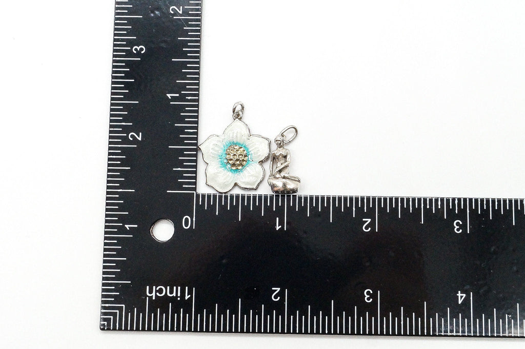 Vintage Modernist Enamel Flower Little Mermaid Sterling Silver Pendants | Jewelry > Necklaces > Pendants | Wiccan Center