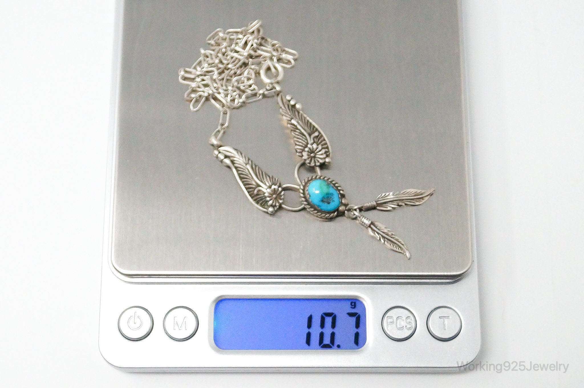 Vintage Native American Unsigned Turquoise Sterling Silver Necklace | Jewelry > Necklaces > Pendants | Wiccan Center