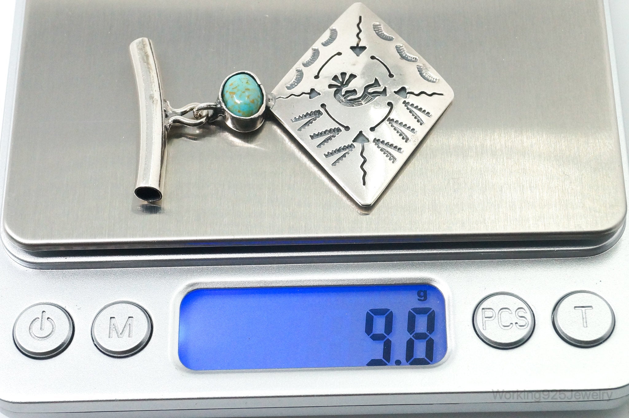 Vintage Mexico Designer Turquoise Southwestern Sterling Silver Pendant | Jewelry > Necklaces > Pendants | Wiccan Center
