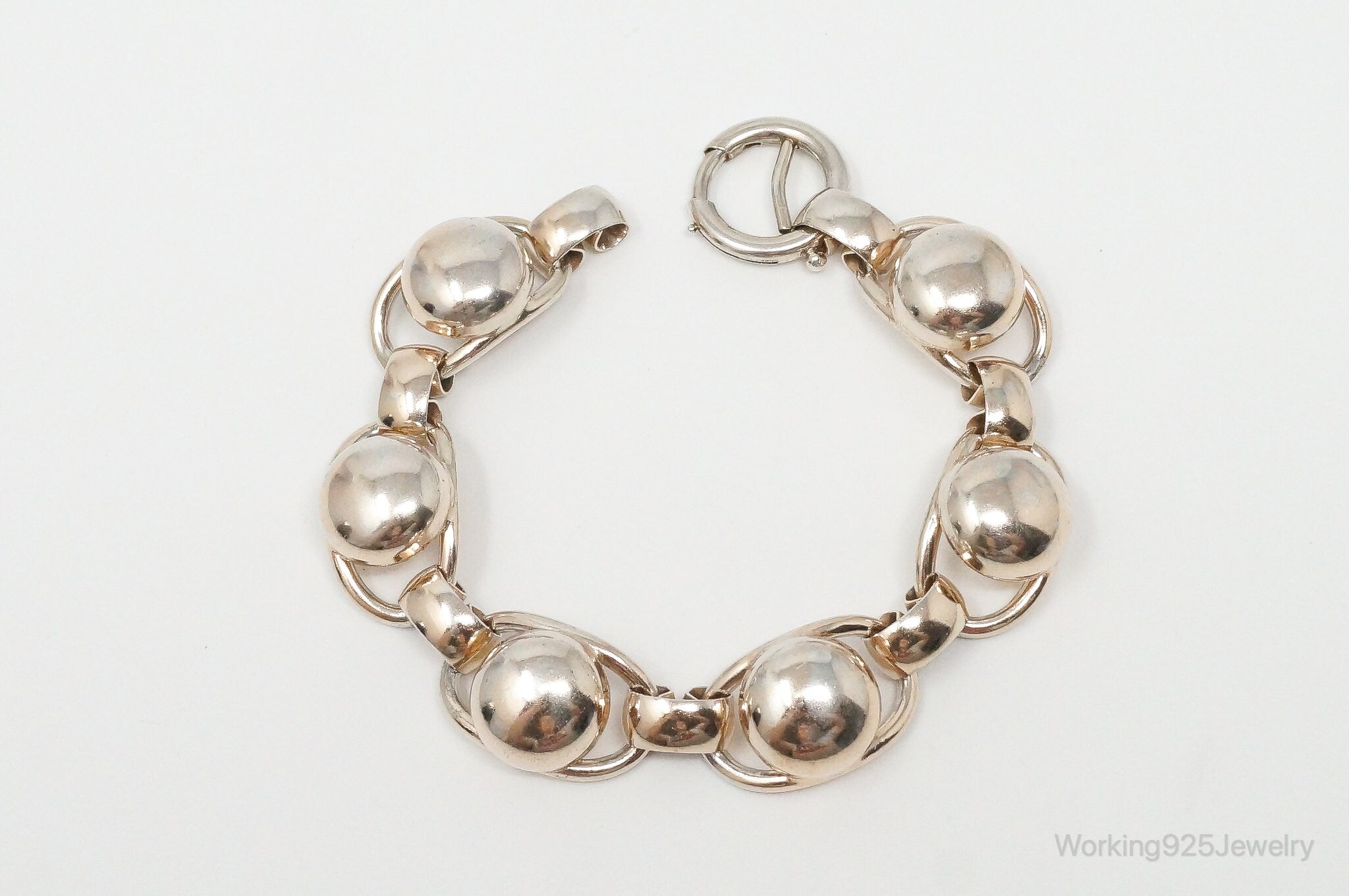 Vintage Designer Napier Modern Large Links Gold Tone Sterling Silver Bracelet | Jewelry > Bracelets | Wiccan Center