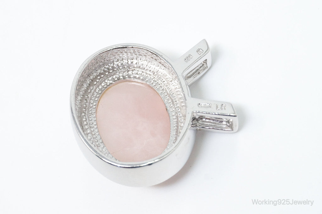 Large Vintage Designer Rose Quartz Sterling Silver Necklace Pendant | Jewelry > Necklaces > Pendants | Wiccan Center