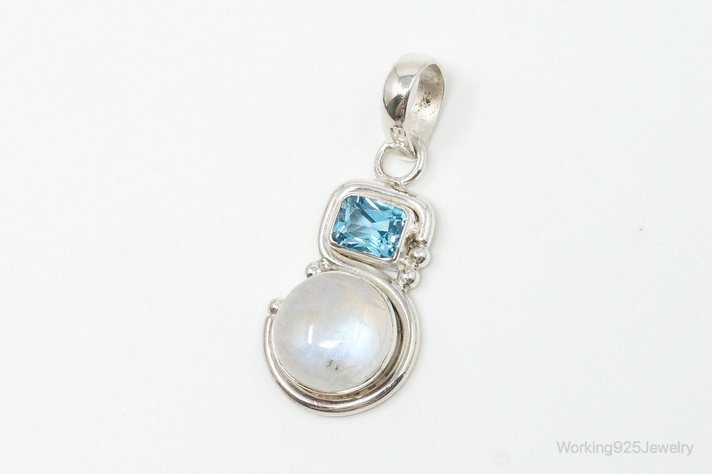 Large Designer SAJEN Blue Topaz Moonstone Sterling Necklace Pendant | Jewelry > Necklaces > Pendants | Wiccan Center
