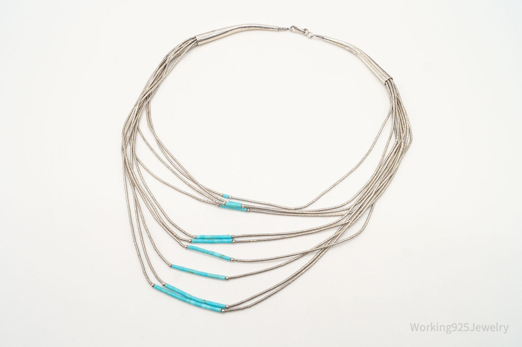 Vintage Native American Turquoise Silver Bead Necklace | Jewelry > Necklaces > Pendants | Wiccan Center