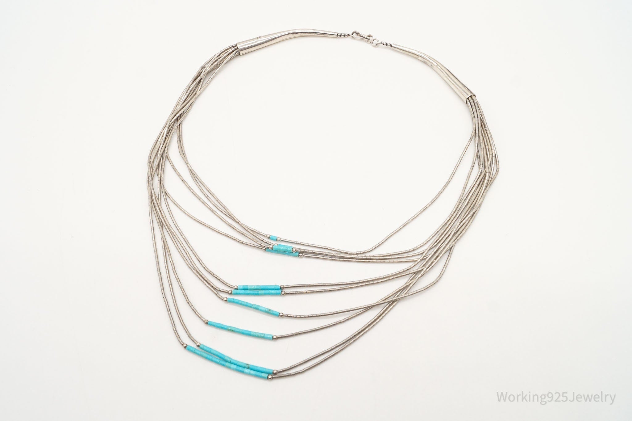Vintage Native American Turquoise Silver Bead Necklace | Jewelry > Necklaces > Pendants | Wiccan Center