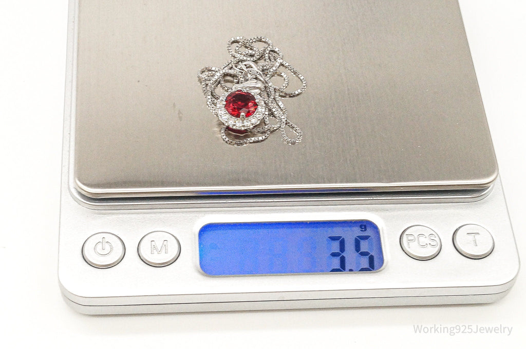 Red & White Cubic Zirconia Sterling Silver Necklace | Jewelry > Necklaces > Pendants | Wiccan Center