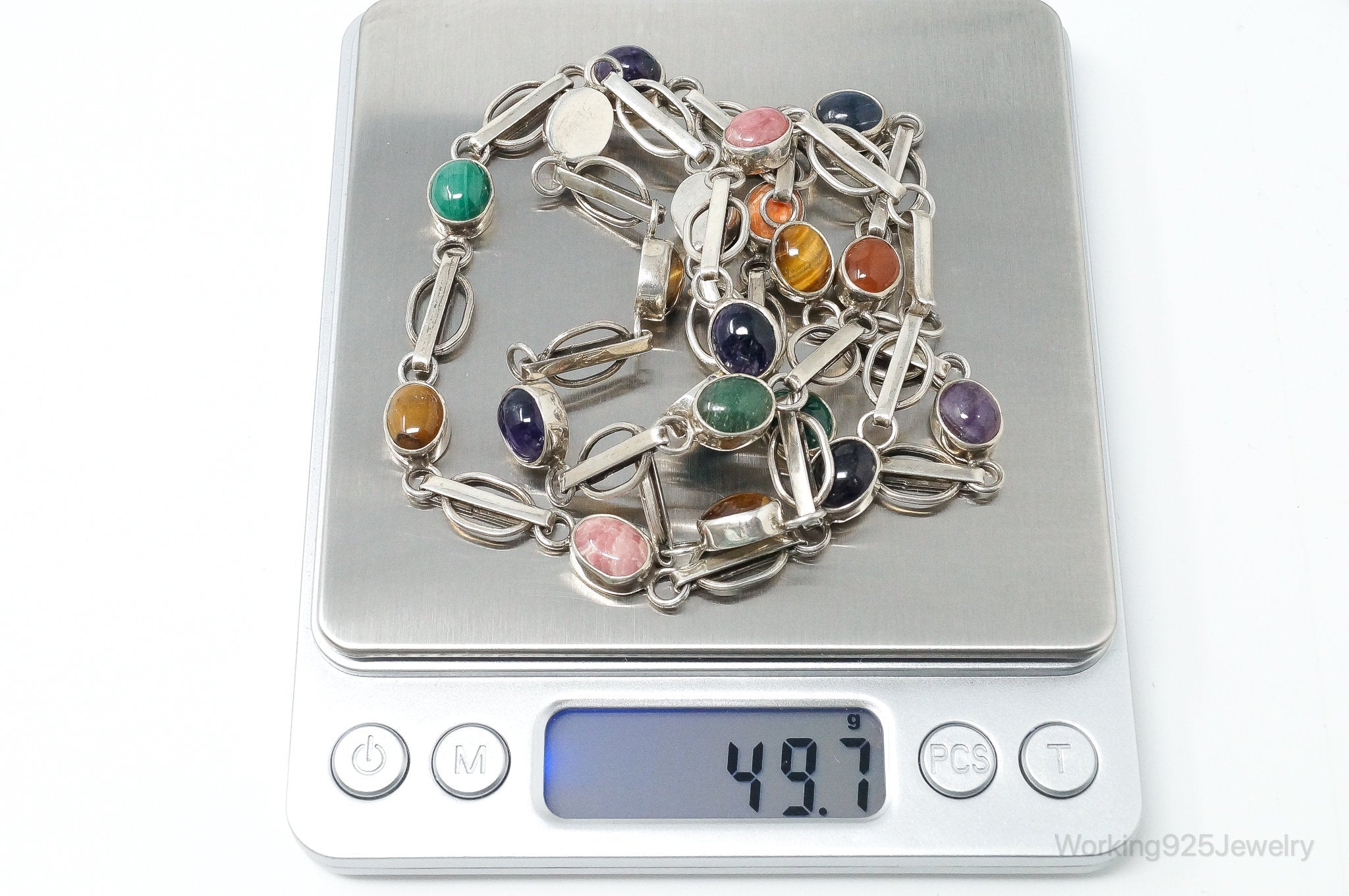 Vintage Modernist Multi Gem Sterling Silver Necklace | Jewelry > Necklaces > Pendants | Wiccan Center