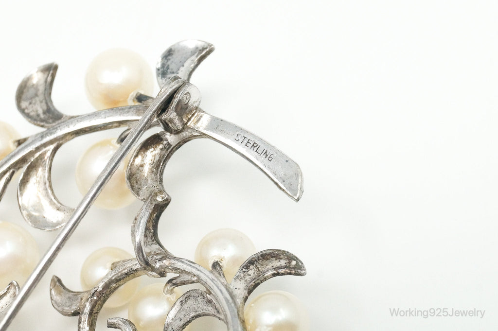 Large Antique Faux Pearl Sterling Silver Brooch Pin | Jewelry > Brooches, Pins & Clips | Wiccan Center