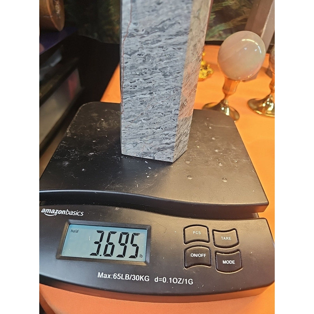 3.69LB 1Pcs Natural Gray Crazy Lace Jasper Crystal Point Tower Healing