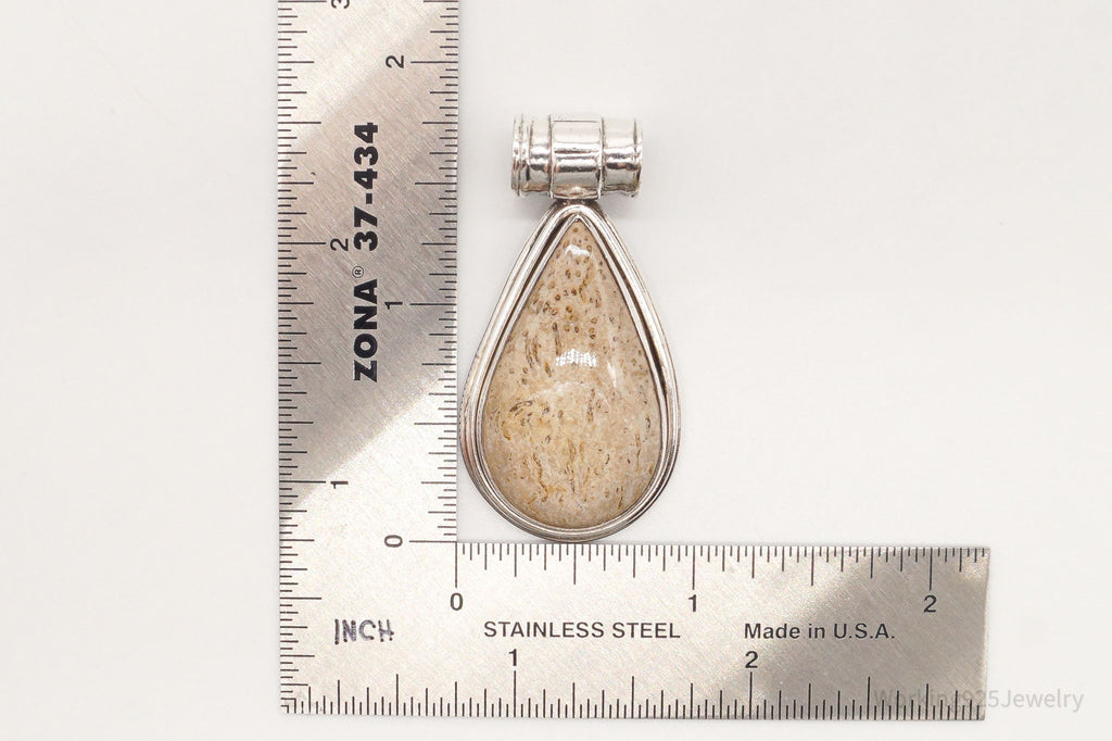 Vintage Large Fossil Sterling Silver Necklace Pendant | Jewelry > Necklaces > Pendants | Wiccan Center