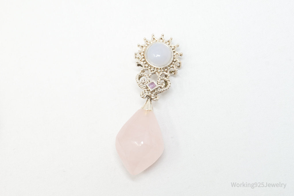 Vintage Designer MRF Rose Quartz Amethyst Sterling Silver Necklace Pendant | Jewelry > Necklaces > Pendants | Wiccan Center