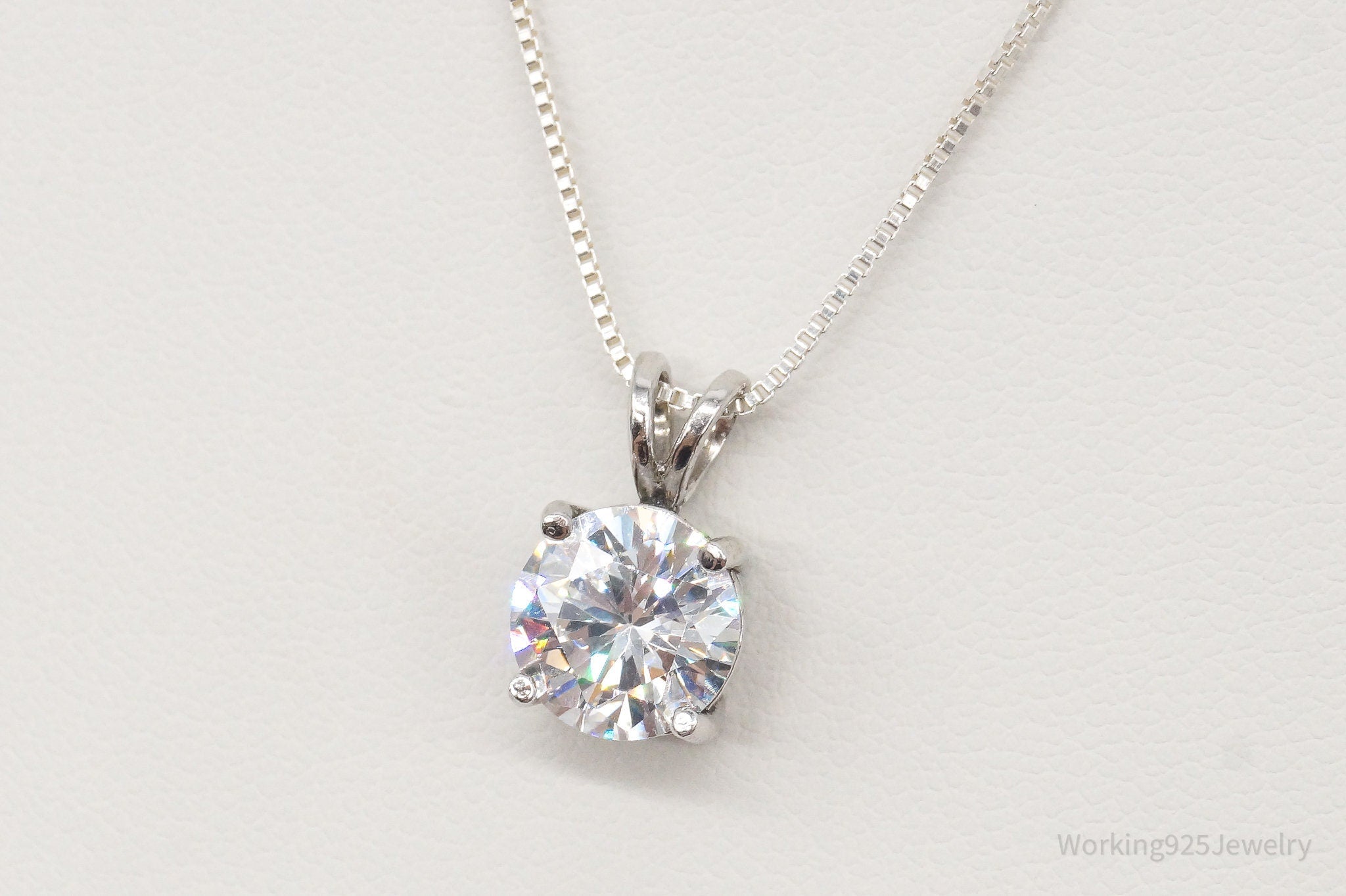 Vintage FAS Large Cubic Zirconia Sterling Silver Necklace | Jewelry > Necklaces > Pendants | Wiccan Center