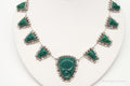 Vintage Mexico Green Onyx Carved Masks Sterling Silver Necklace | Jewelry > Necklaces > Pendants | Wiccan Center