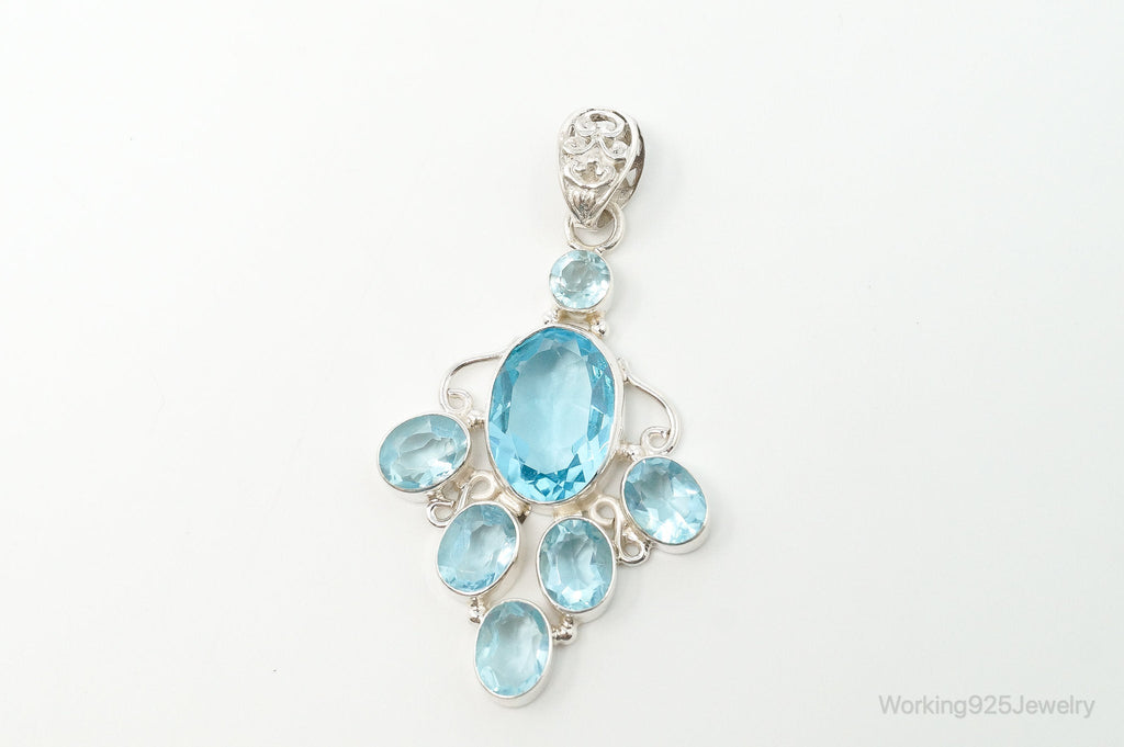 Large Vintage Blue Topaz Sterling Silver Necklace Pendant | Jewelry > Necklaces > Pendants | Wiccan Center