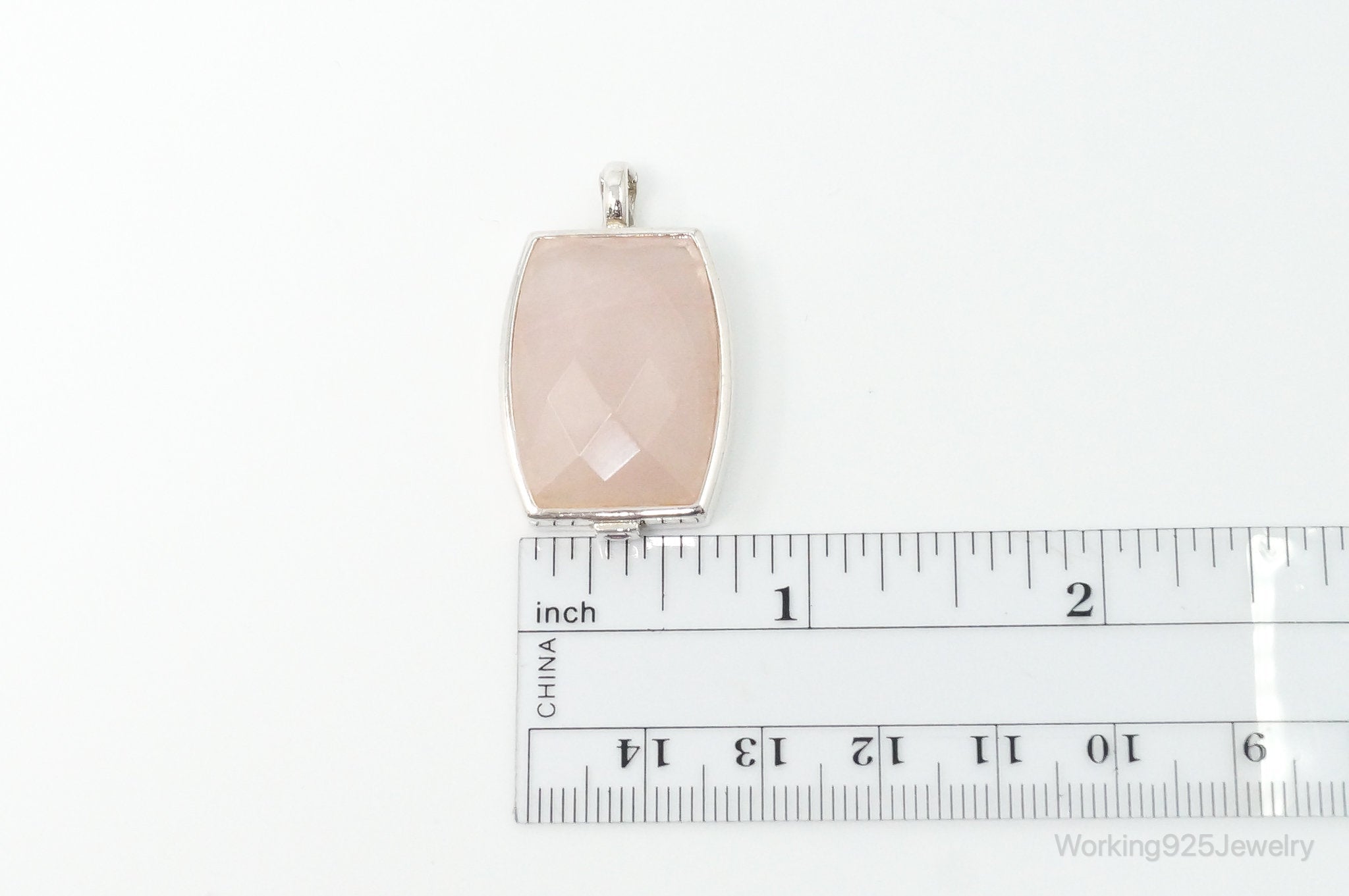 Large Designer ELLE Rose Quartz Ruby Sterling Silver Necklace Pendant | Jewelry > Necklaces > Pendants | Wiccan Center