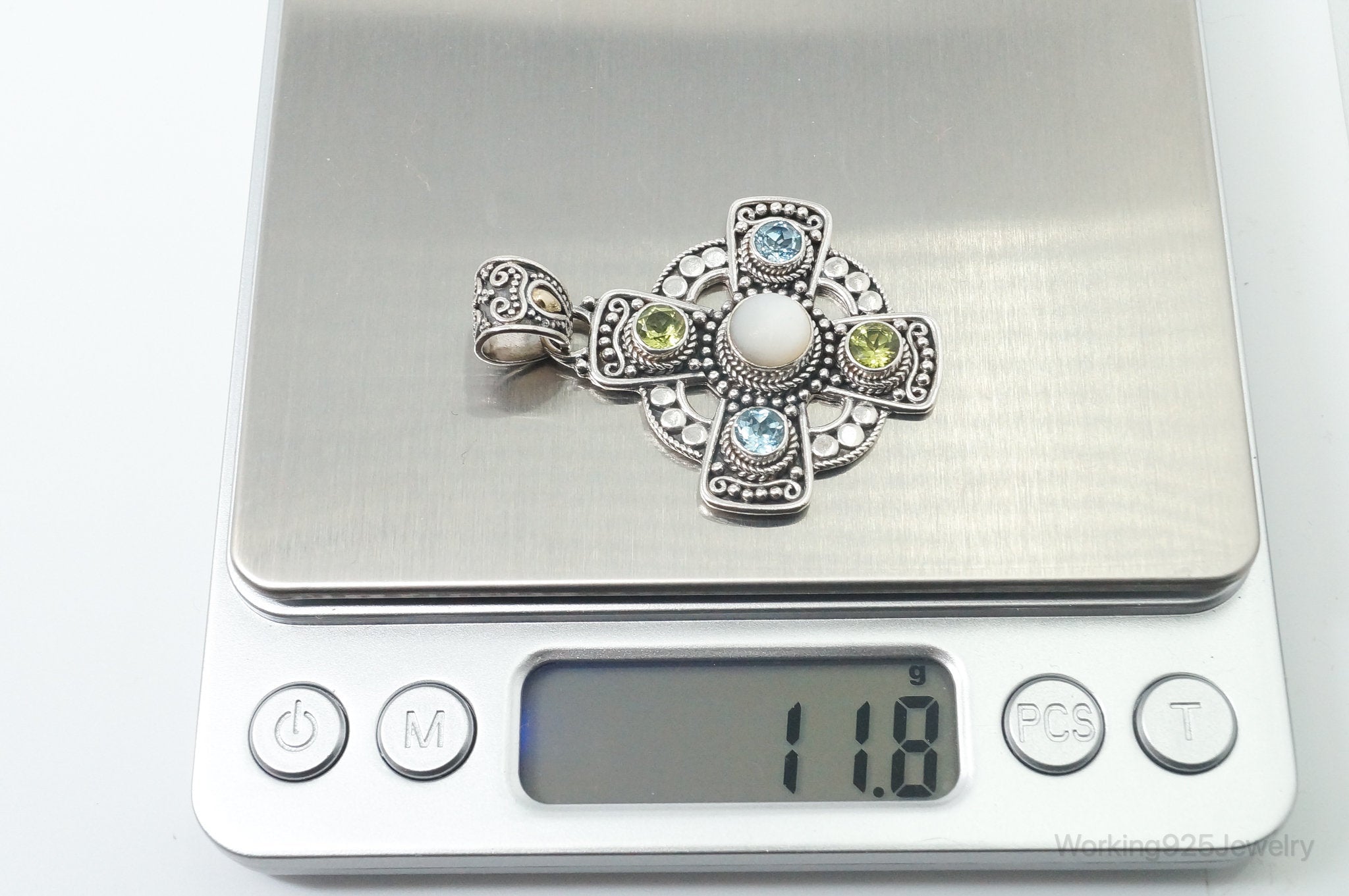 Vintage Designer BA Suarti 18K Gold Multi Gem Sterling Silver Necklace Pendant | Jewelry > Necklaces > Pendants | Wiccan Center