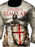 Men's Full Size Knights Templar Graphic Long Sleeve T-Shirt Plus Size | | Wiccan Center