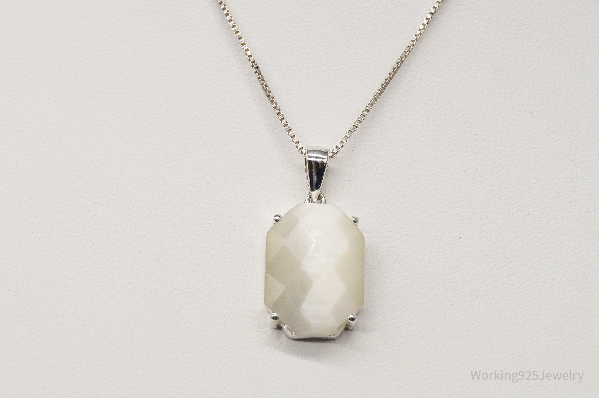 Vintage Art Deco Style Mother of Pearl Sterling Silver Necklace | Jewelry > Necklaces > Pendants | Wiccan Center