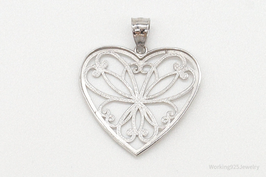 Large Vintage Art Deco Filigree Sterling Silver Pendant | Jewelry > Necklaces > Pendants | Wiccan Center