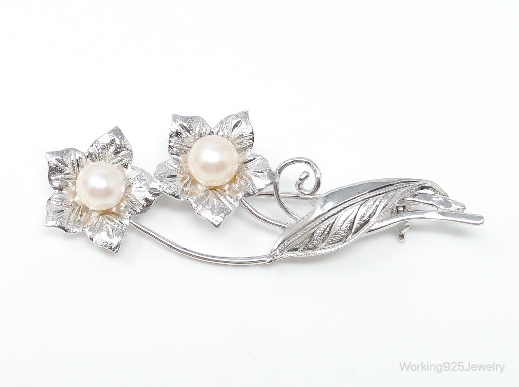 Antique Floral Pearl Sterling Silver Brooch Pin | Jewelry > Brooches, Pins & Clips | Wiccan Center