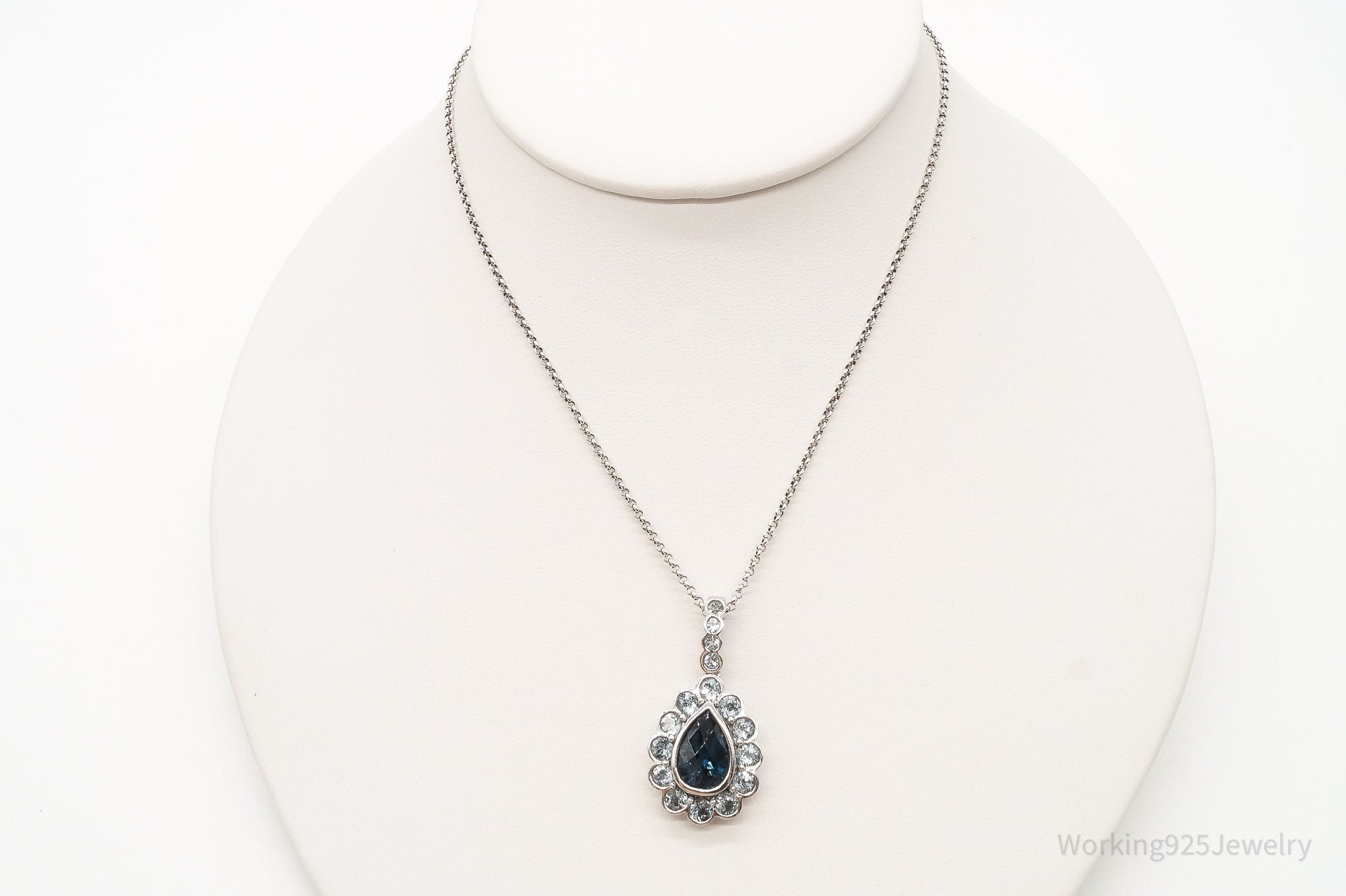 Vintage Blue Topaz Sterling Silver Necklace | Jewelry > Necklaces > Pendants | Wiccan Center