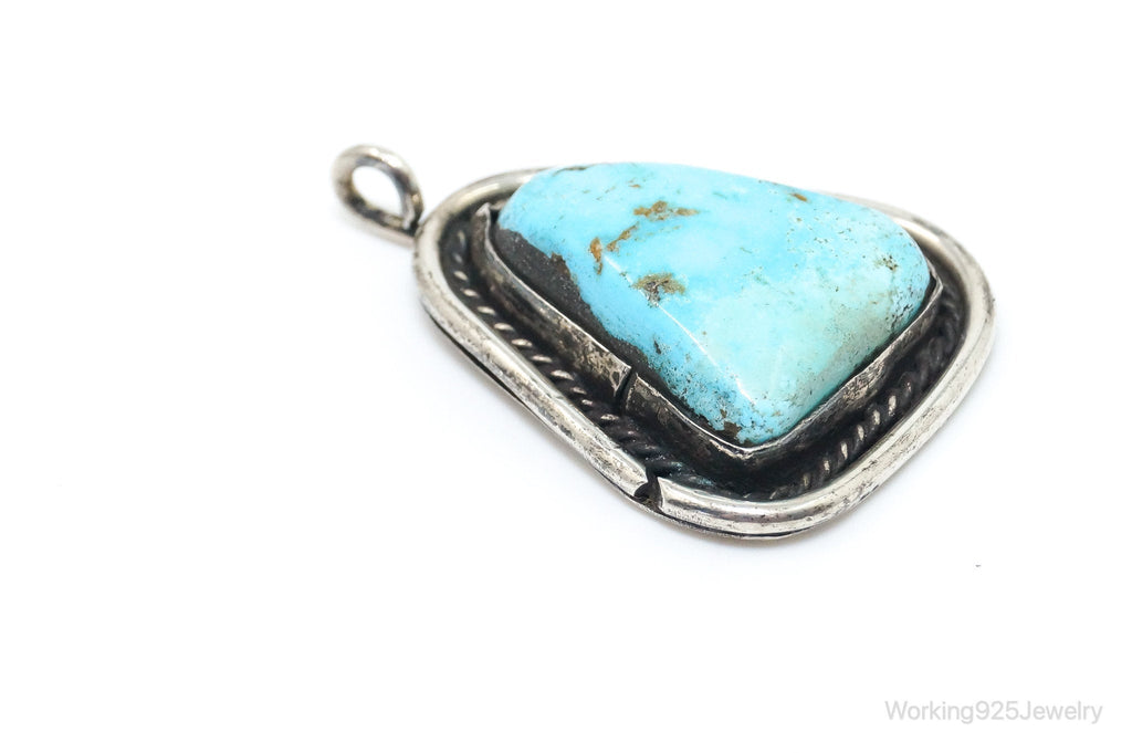 Vintage Native American Unsigned Turquoise Sterling Silver Pendant | Jewelry > Necklaces > Pendants | Wiccan Center