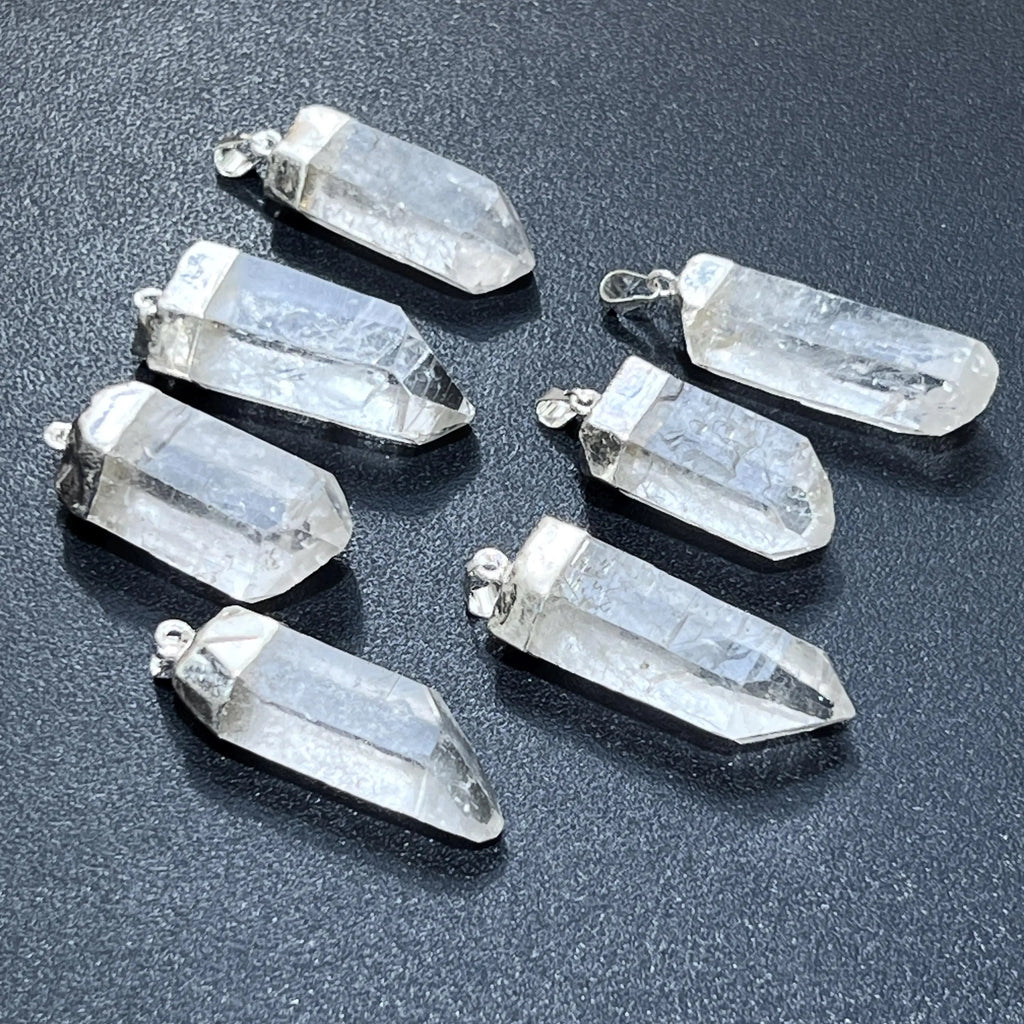 Quartz Crystal Point Pendant (Silver Plated) Gemstone Jewelry Necklace Supply | Craft Supplies & Tools > Beads, Gems & Cabochons > Charms & Pendants > Pendants | Wiccan Center