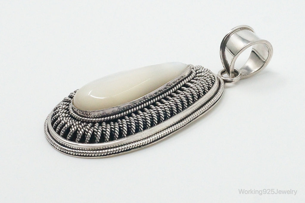 Designer BA Suarti Large Mother Of Pearl Sterling Silver Necklace Pendant | Jewelry > Necklaces > Pendants | Wiccan Center