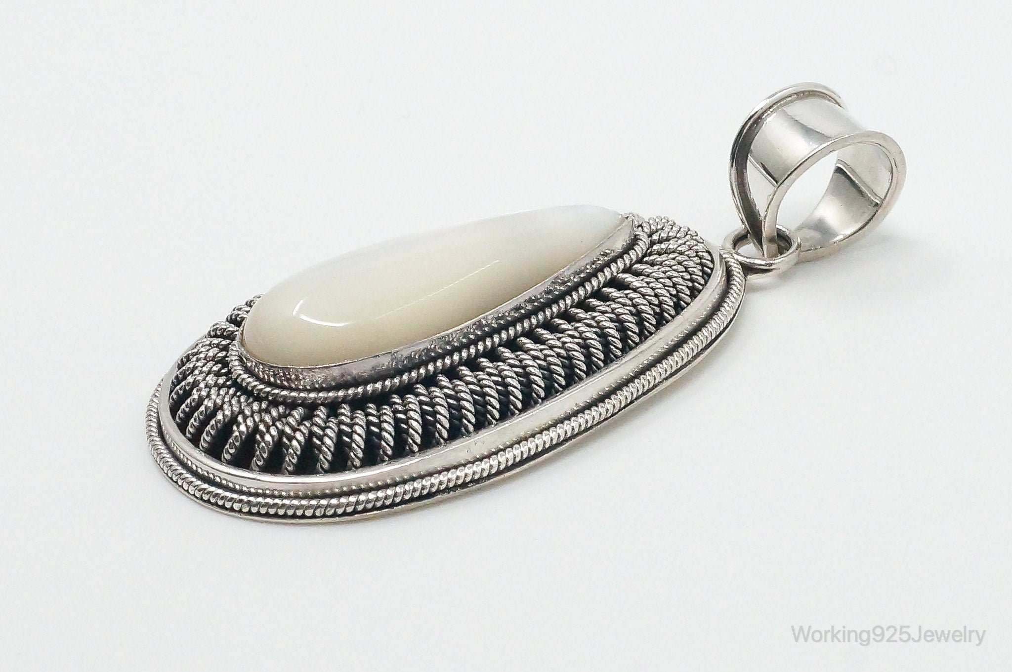 Designer BA Suarti Large Mother Of Pearl Sterling Silver Necklace Pendant | Jewelry > Necklaces > Pendants | Wiccan Center