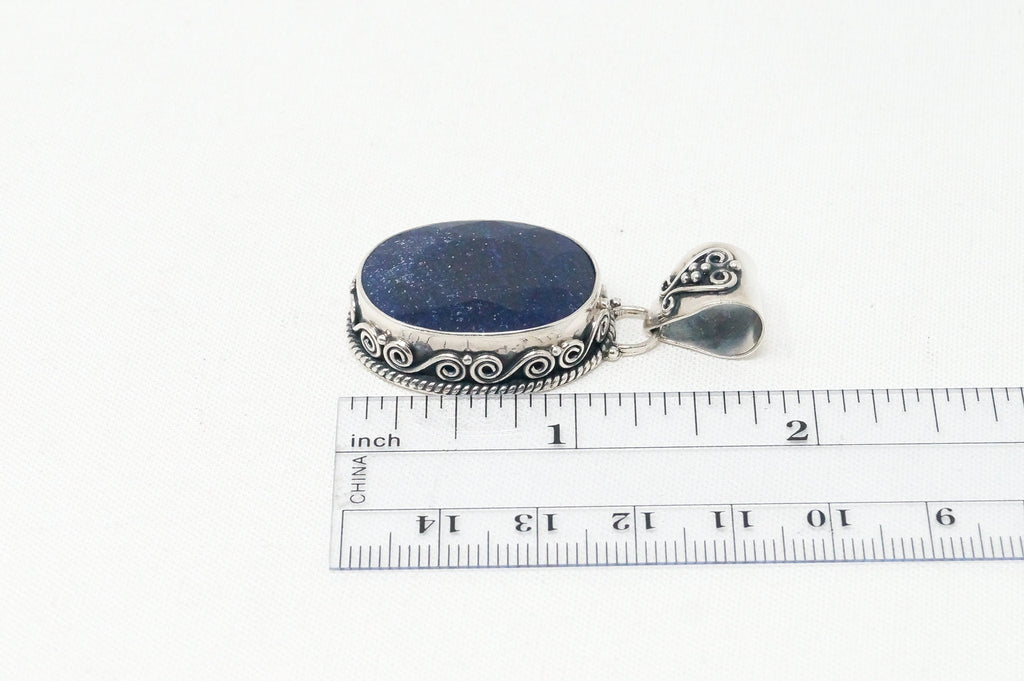Vintage Designer BJC Lapis Lazuli Bali Scroll Sterling Silver Necklace Pendant | Jewelry > Necklaces > Pendants | Wiccan Center