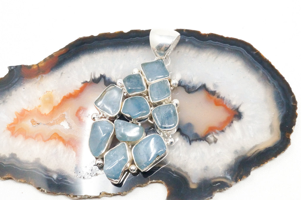 Vintage Blue Gemstone Cluster Southwestern Style Sterling Silver Pendant | Jewelry > Necklaces > Pendants | Wiccan Center