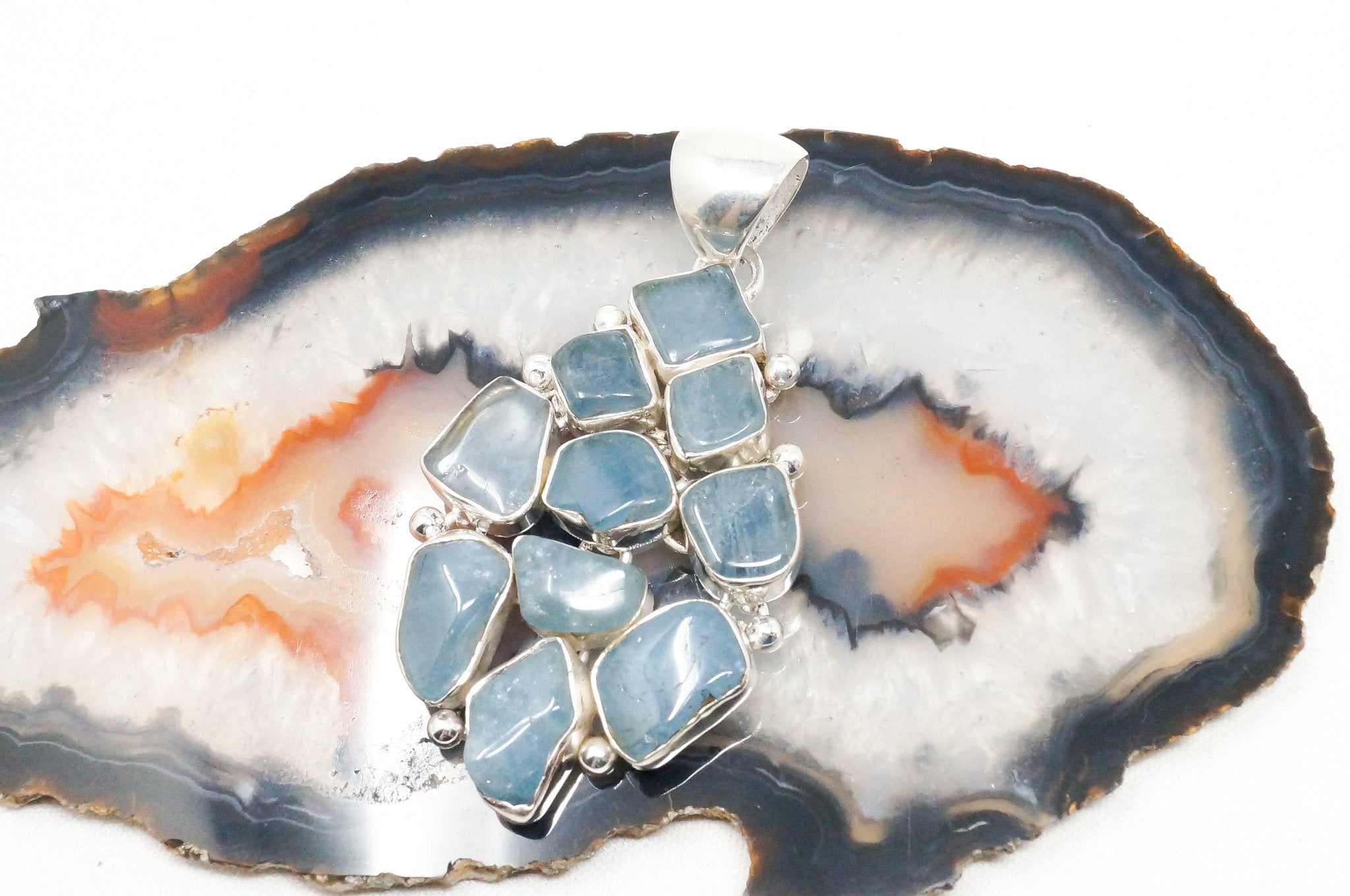 Vintage Blue Gemstone Cluster Southwestern Style Sterling Silver Pendant | Jewelry > Necklaces > Pendants | Wiccan Center
