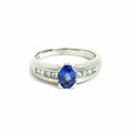 14k White Gold Natural Oval Cut Tanzanite and Princess Cut Diamond Ring | Jewelry > Rings | Wiccan Center