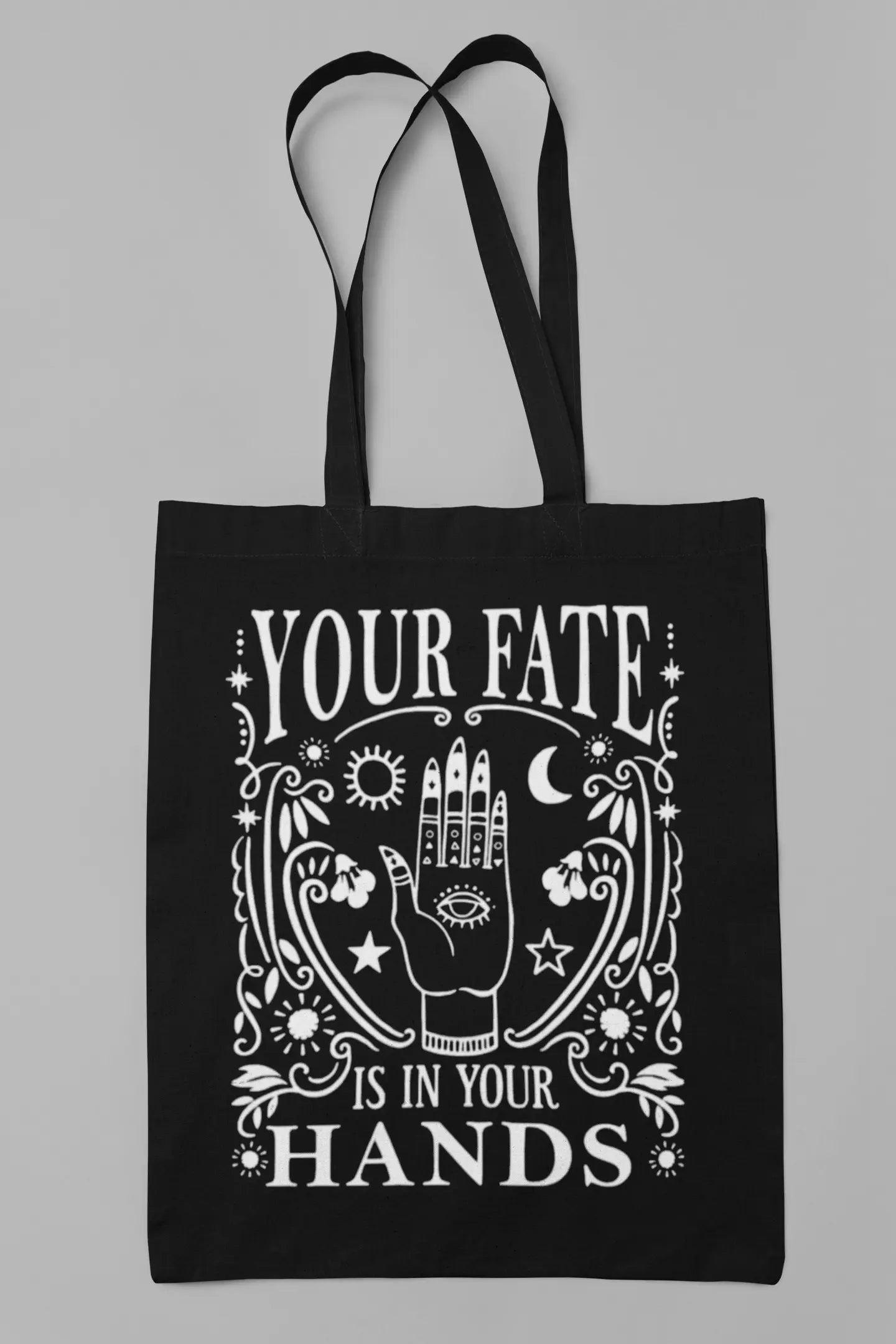 Witchy Fortune Teller, Fate Is In Your Hands, Boho Book Bag | | Wiccan Center